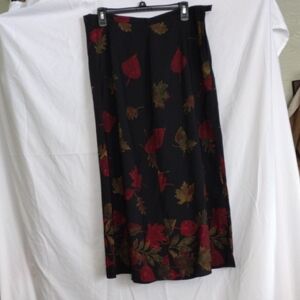 Autumn Leaves A-Line Skirt in Black and Red